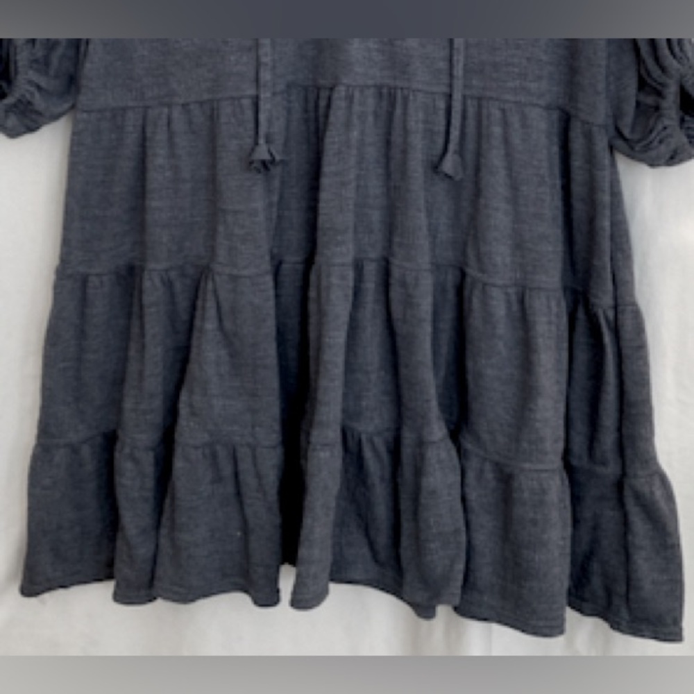 Max Studio Gray Knit Ruffle Tie Neck Dress Size XS Oversized - Picture 6 of 12